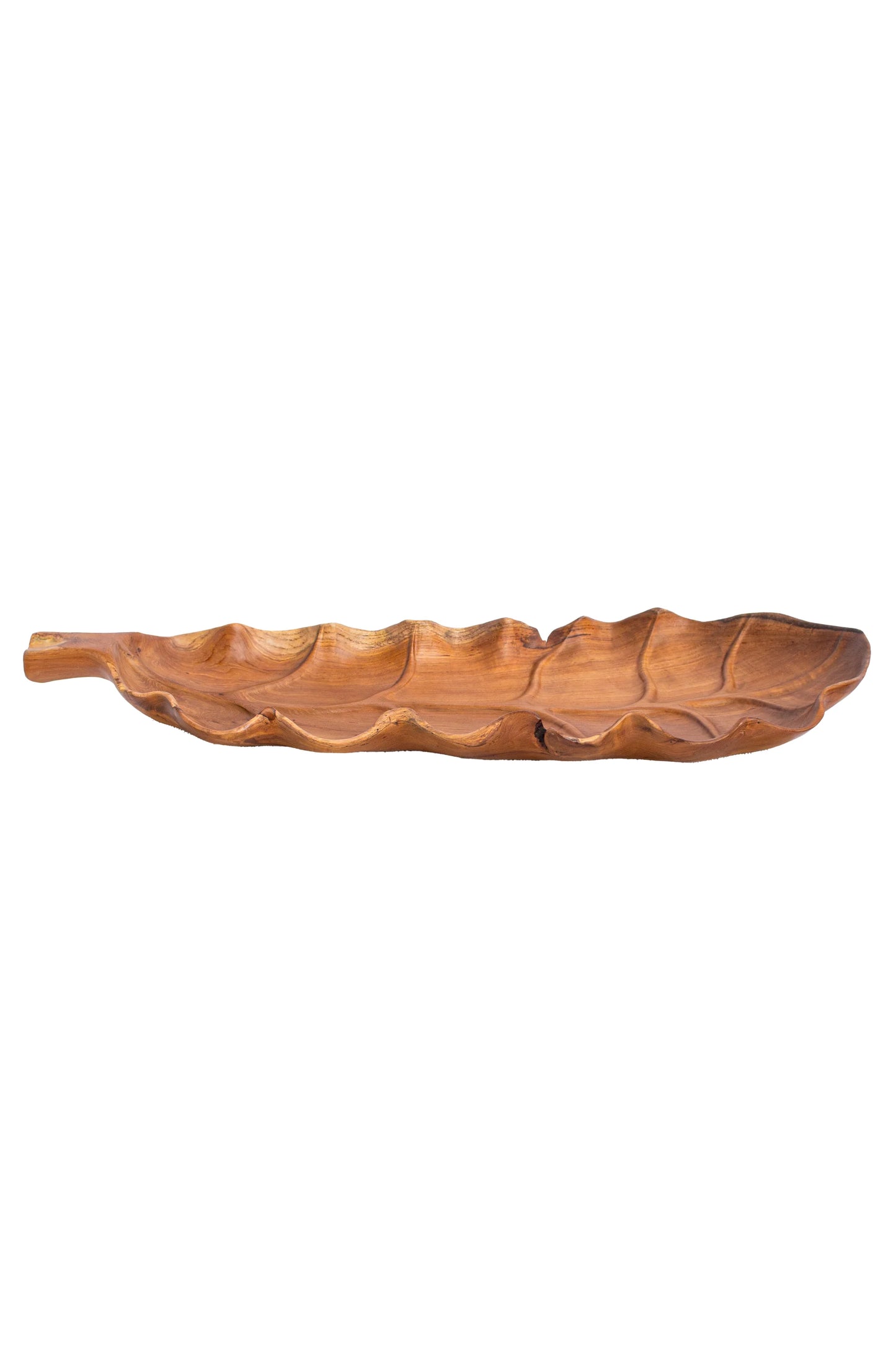 Hand Carved Single Piece Wood Natural Leaf Decor - Style 06
