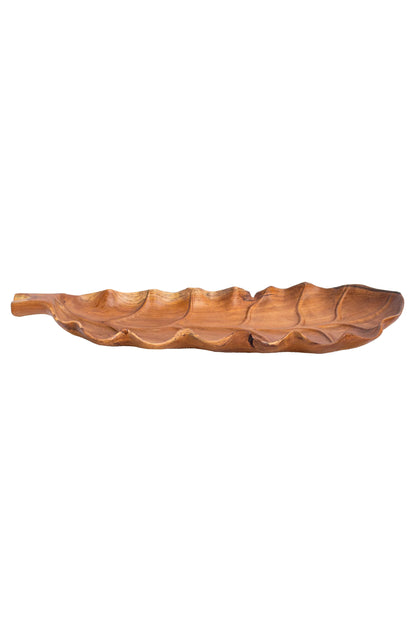 Hand Carved Single Piece Wood Natural Leaf Decor - Style 06