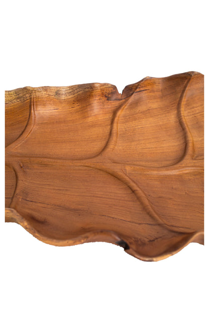 Hand Carved Single Piece Wood Natural Leaf Decor - Style 06