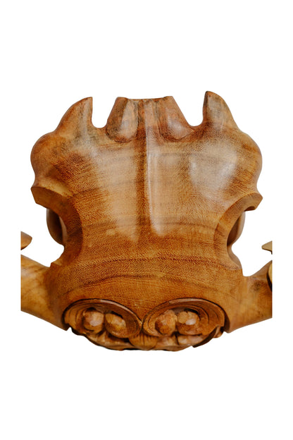 Intricately Hand Carved Wooden Bull Head