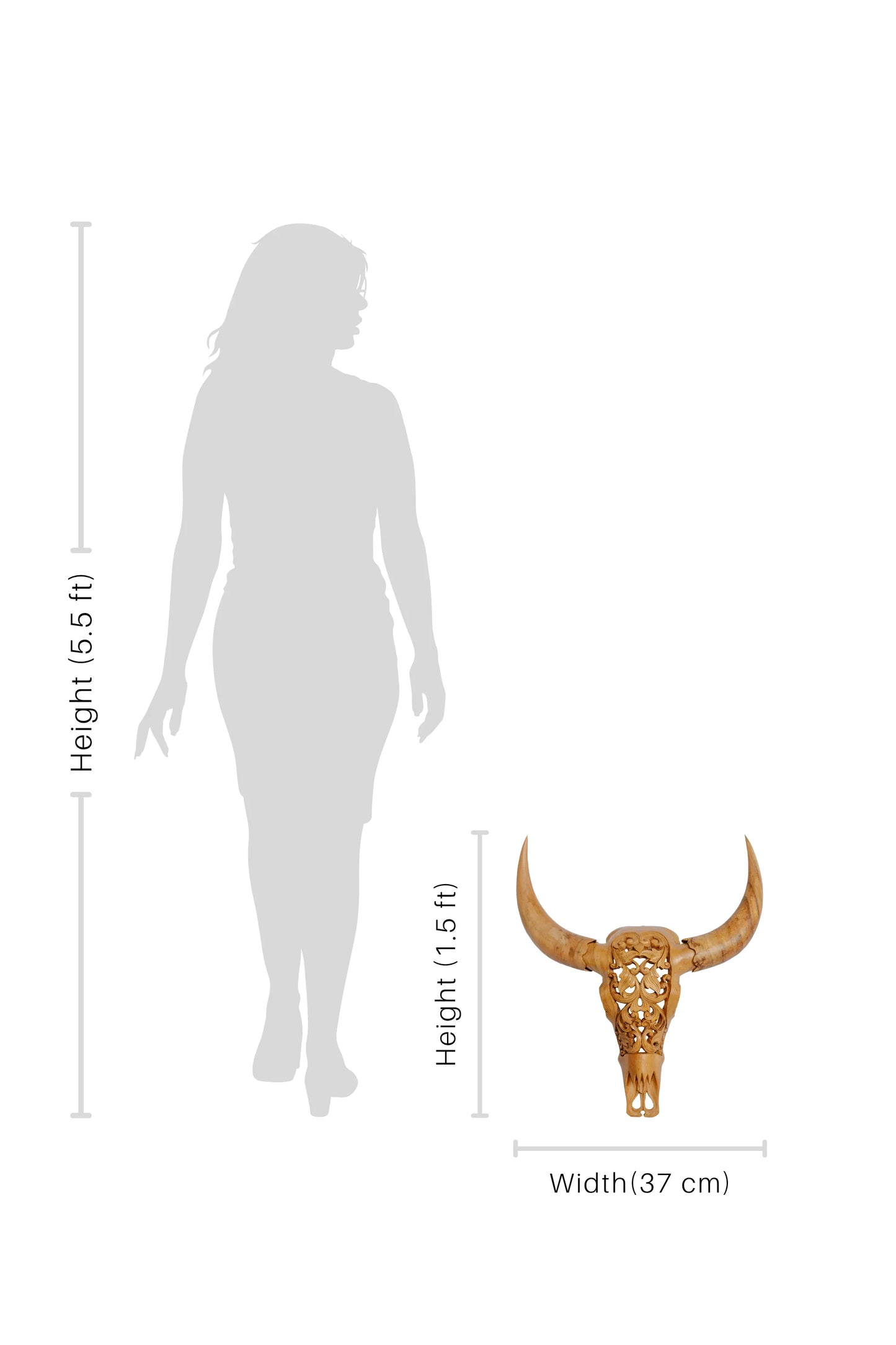 Intricately Hand Carved Wooden Bull Head