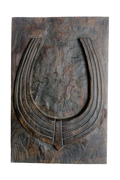 Wild Bison Horn Hand Carved Wooden Wall Panel