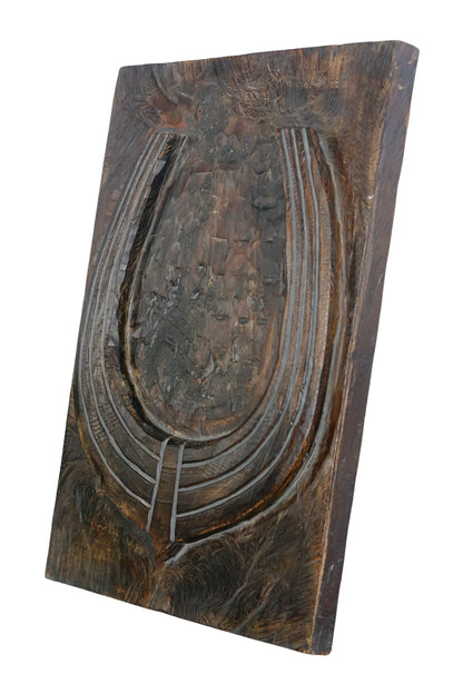 Wild Bison Horn Hand Carved Wooden Wall Panel