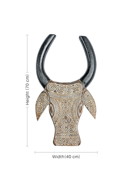 Timor Style Hand Carved Wooden Bull Head