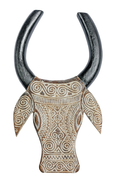 Timor Style Hand Carved Wooden Bull Head