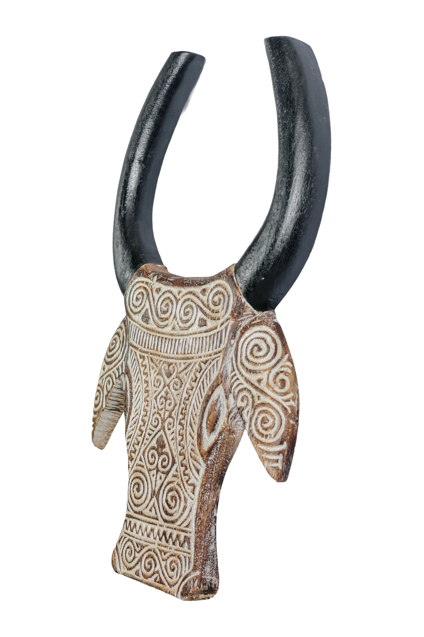 Timor Style Hand Carved Wooden Bull Head