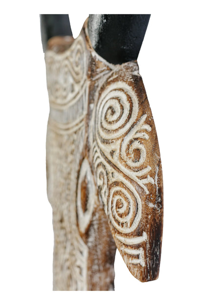Timor Style Hand Carved Wooden Bull Head