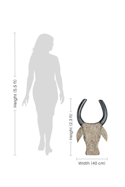 Timor Style Hand Carved Wooden Bull Head