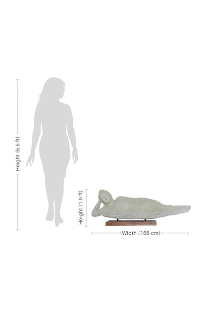 Resting Buddha on Wooden Stand