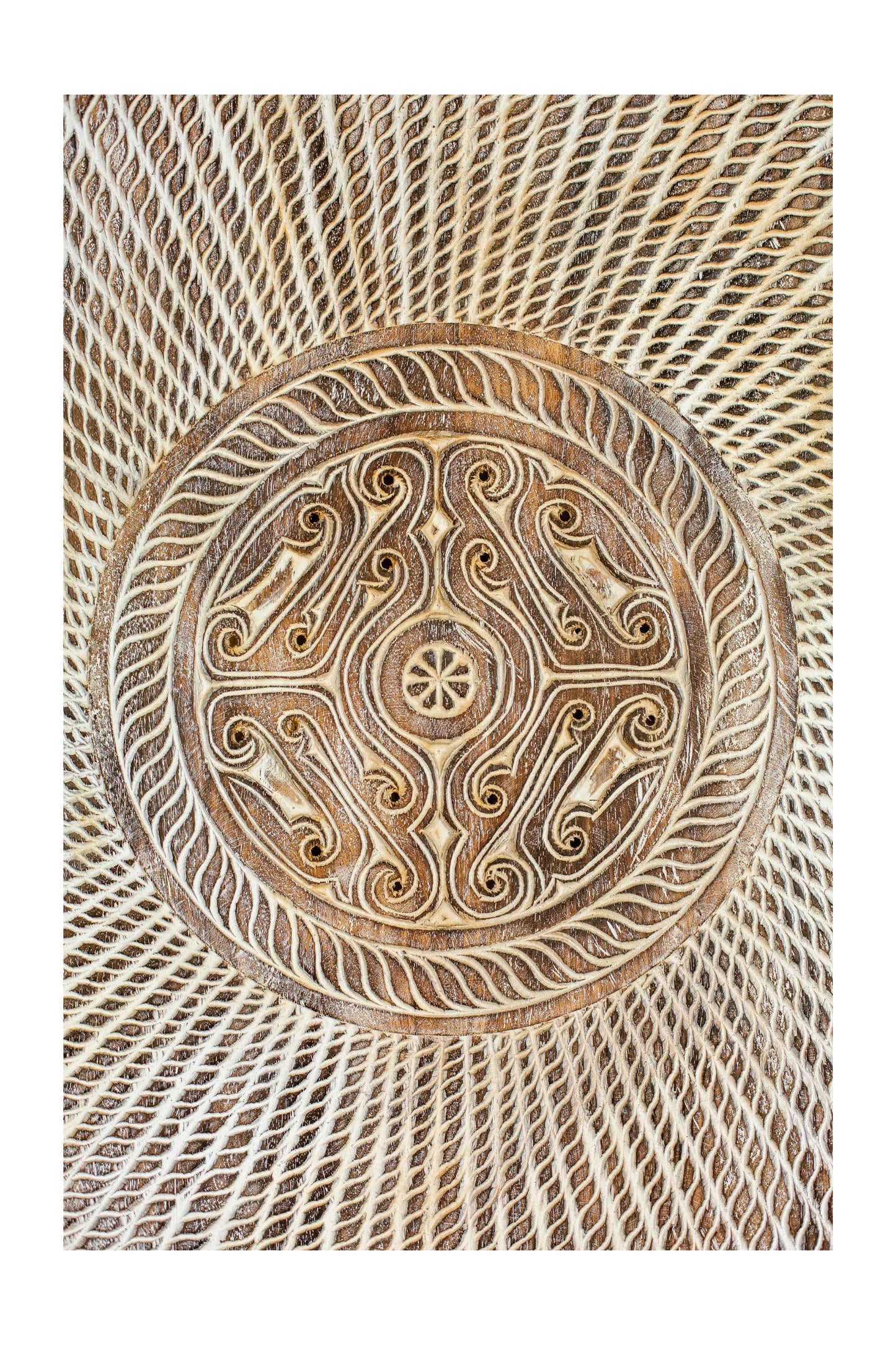 Timor Tribal Hand Carved Decorative Wall Panel - Round - Style 1