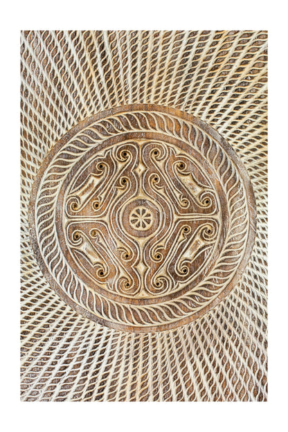 Timor Tribal Hand Carved Decorative Wall Panel - Round - Style 1