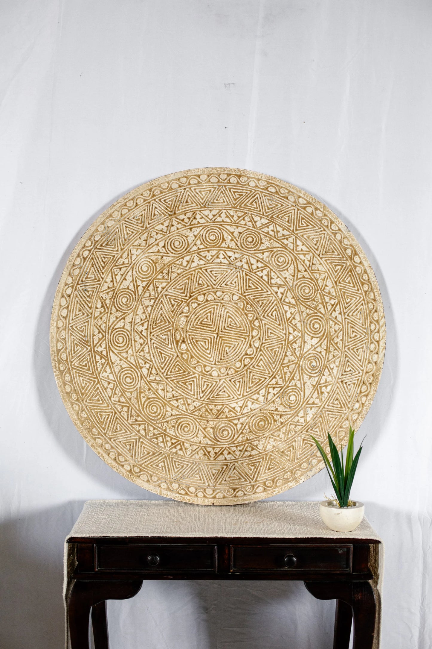 Timor Tribal Hand Carved Decorative Wall Panel - Round - Style 2