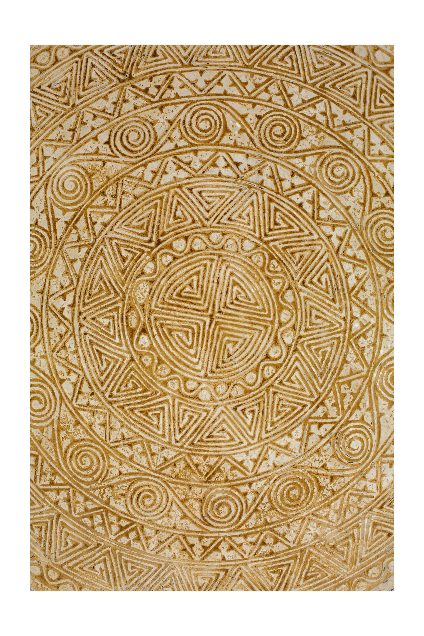 Timor Tribal Hand Carved Decorative Wall Panel - Round - Style 2