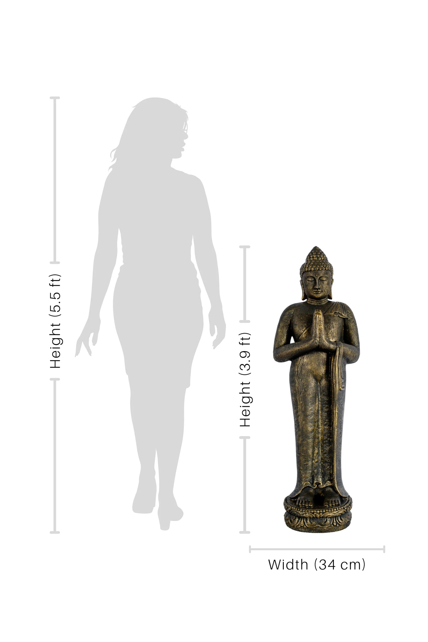 Standing Buddha - Antique Gold
