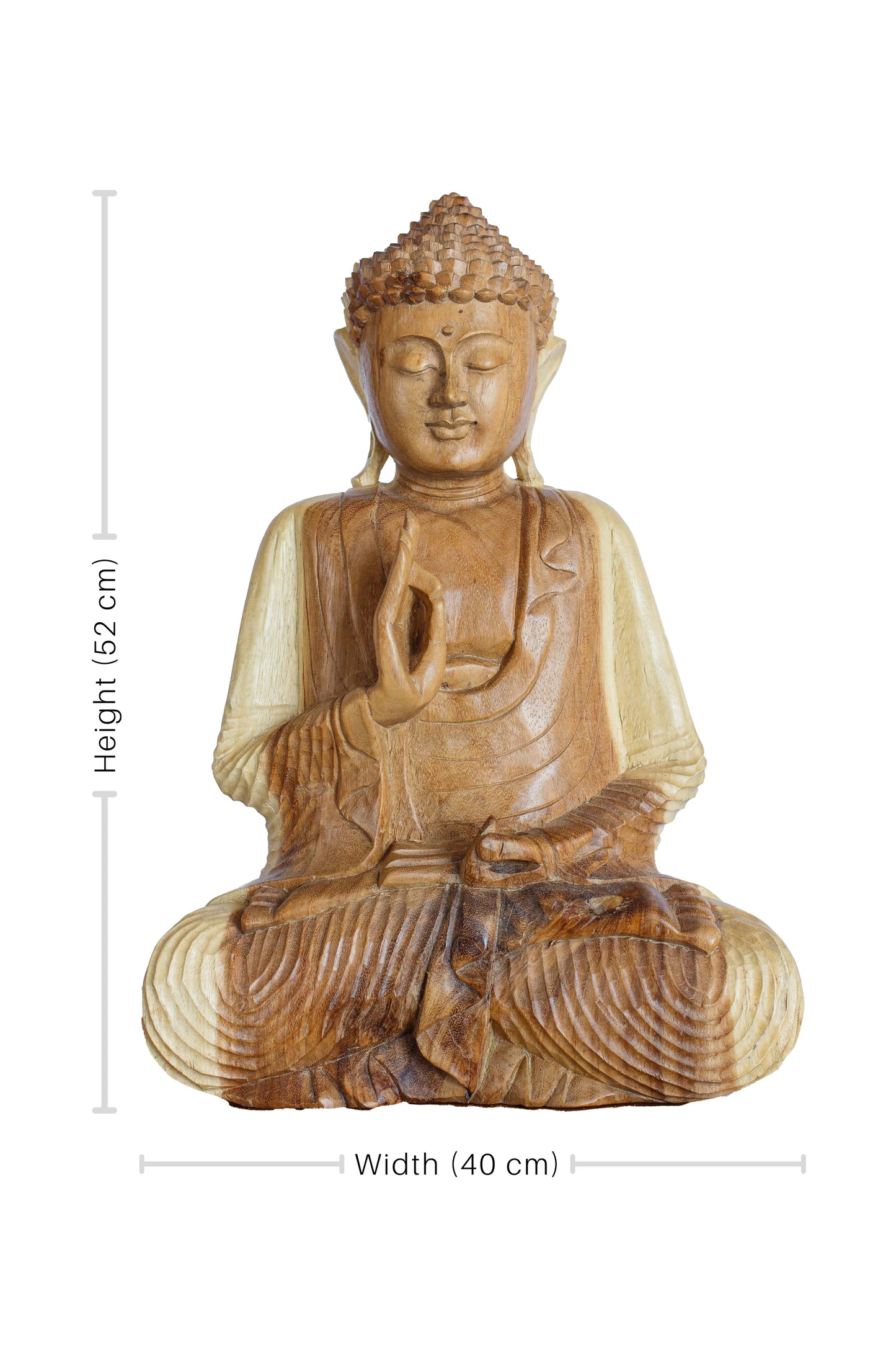 Hand Carved Wooden Meditating Buddha Statue - Style 1