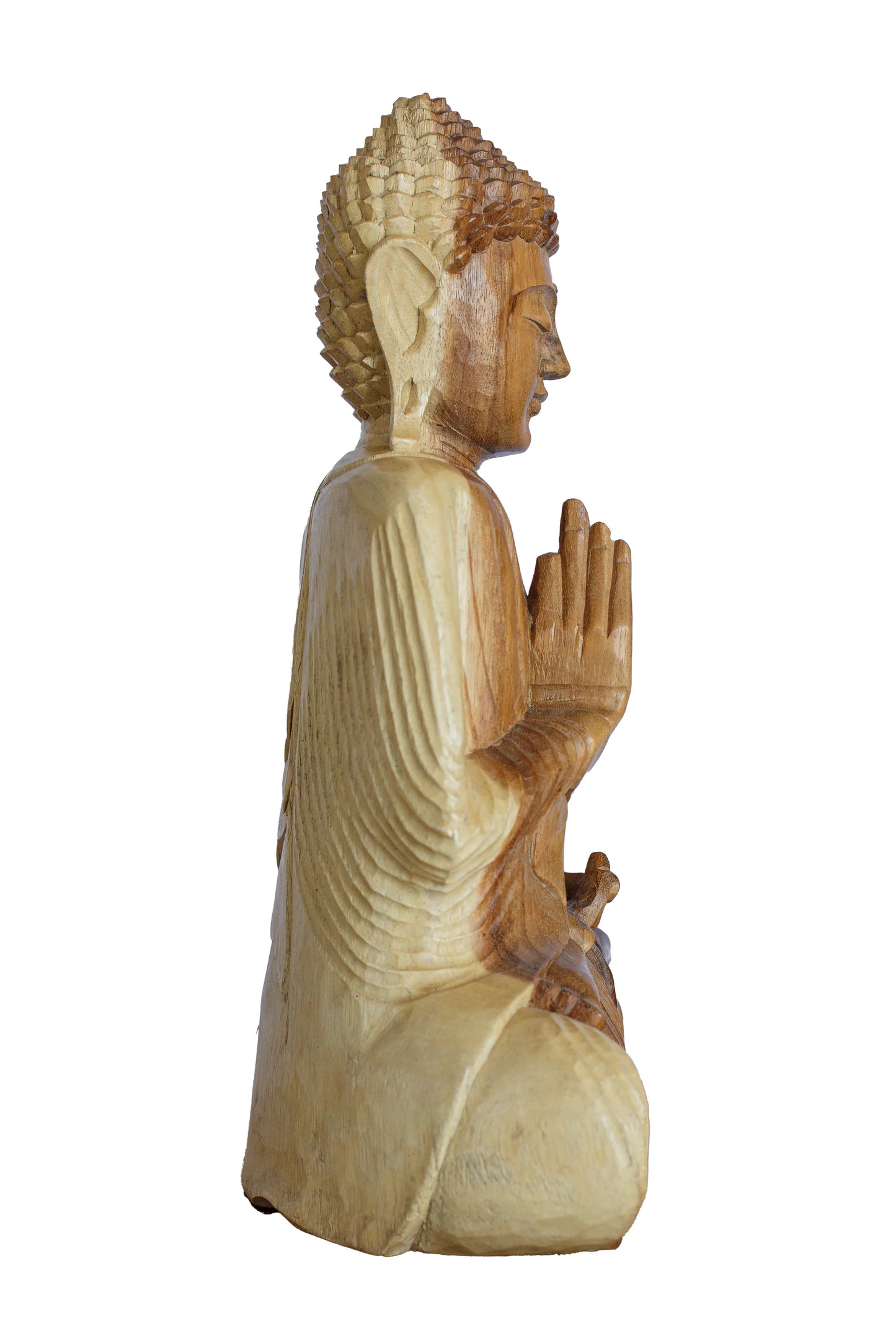 Hand Carved Wooden Meditating Buddha Statue - Style 1
