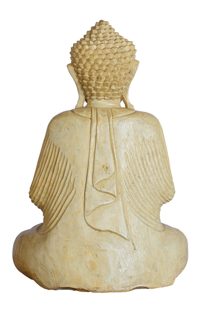 Hand Carved Wooden Meditating Buddha Statue - Style 1