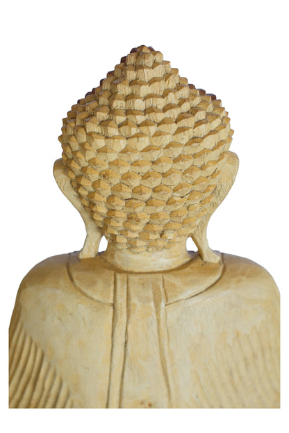 Hand Carved Wooden Meditating Buddha Statue - Style 1