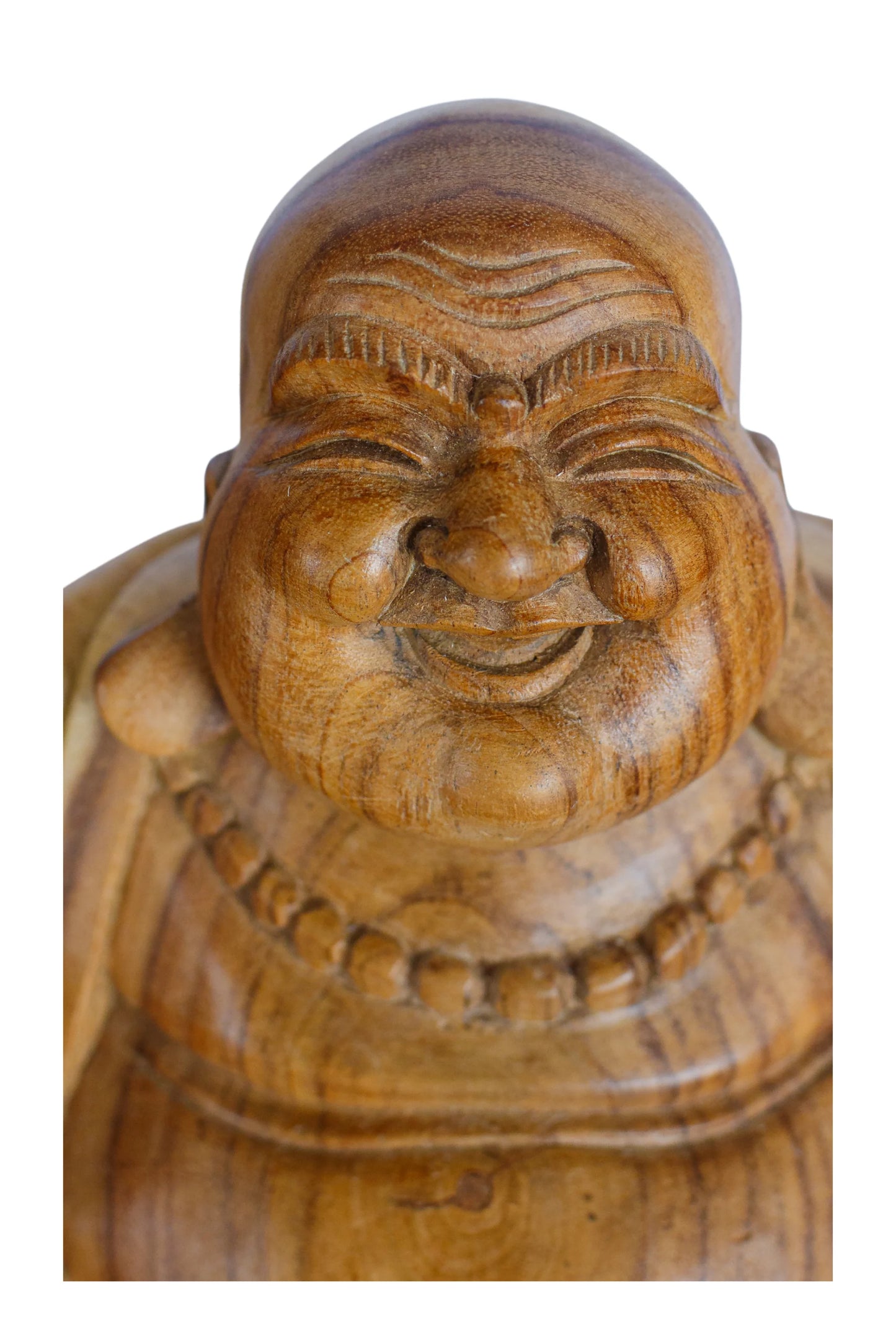 Hand Carved Wooden Lucky Buddha Statue