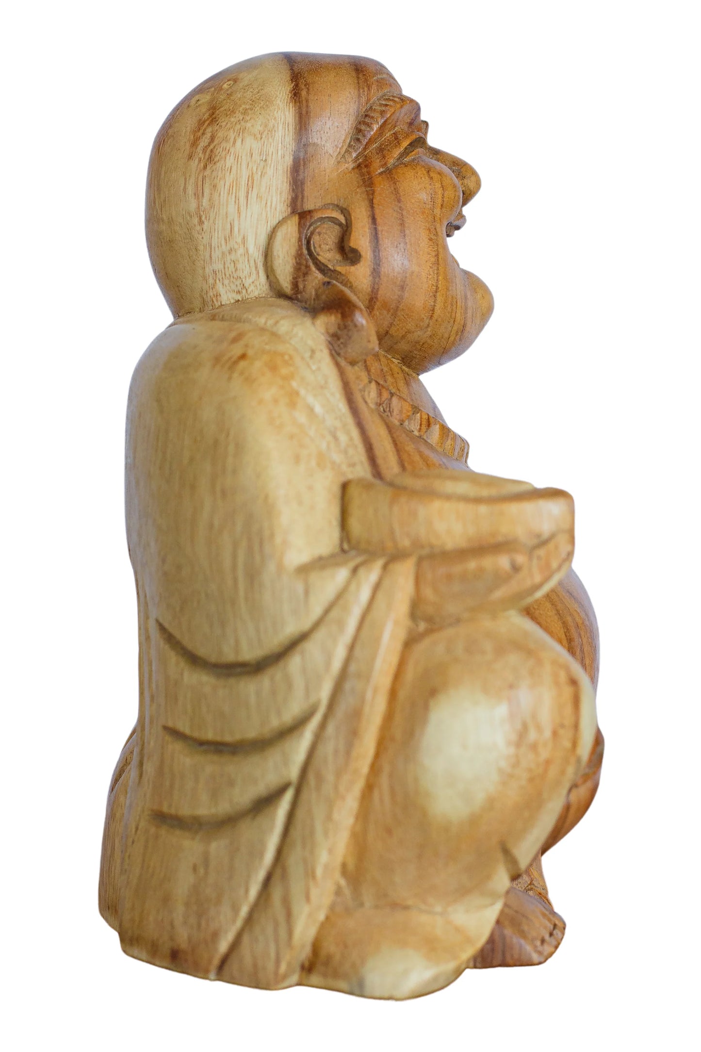 Hand Carved Wooden Lucky Buddha Statue