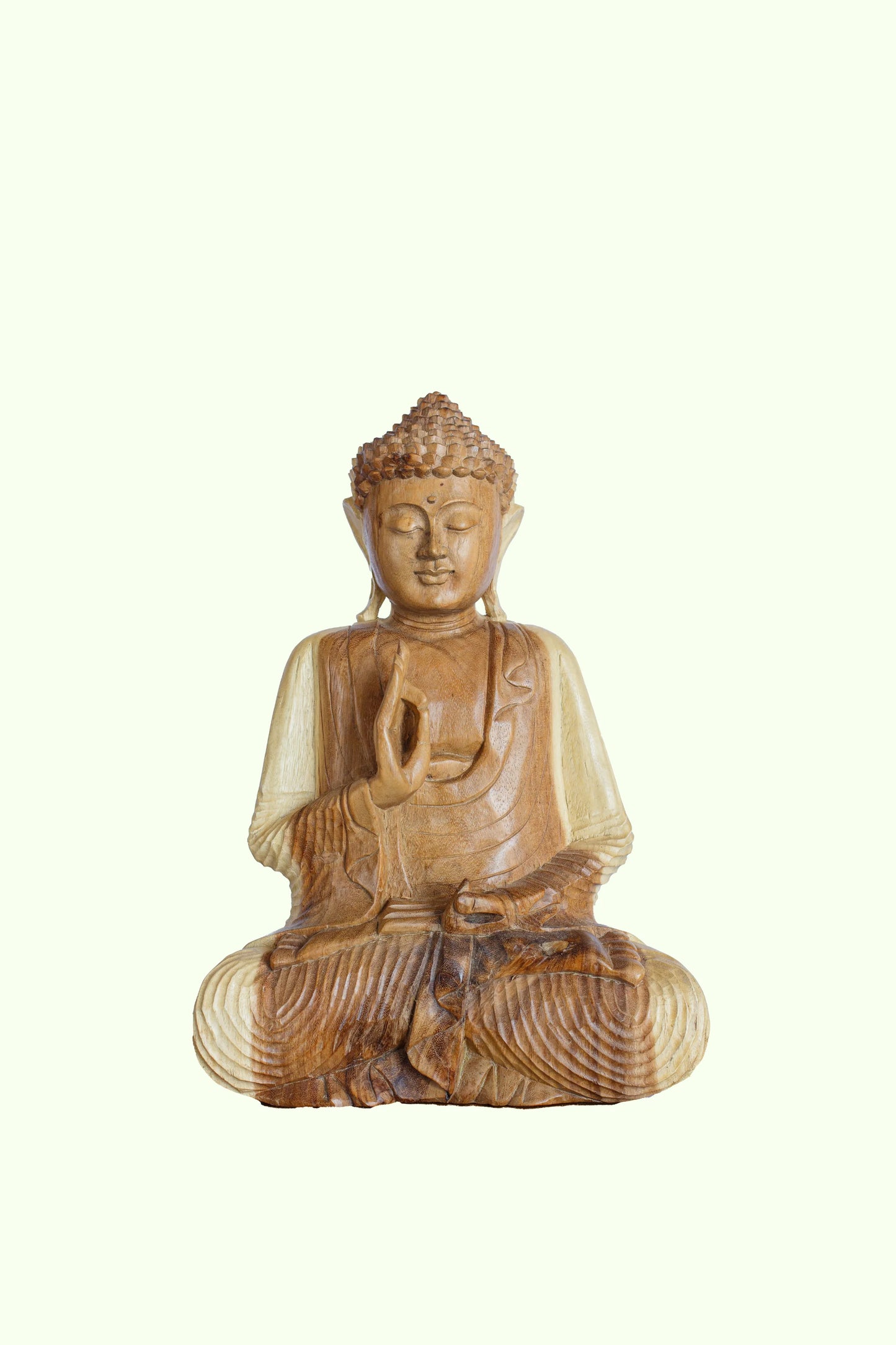 Hand-Carved Meditating Wooden Buddha Statue