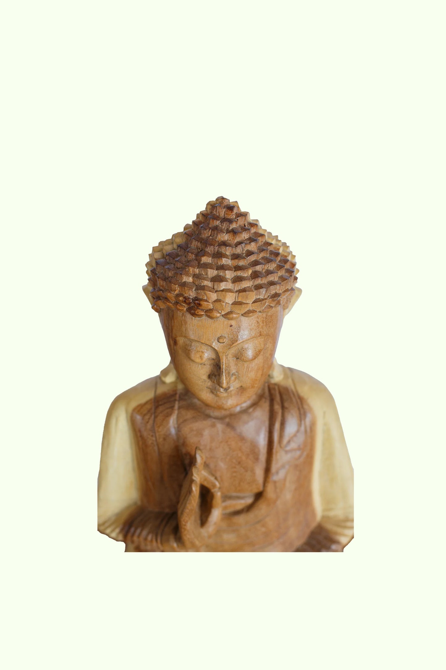 Hand-Carved Meditating Wooden Buddha Statue