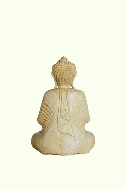 Hand-Carved Meditating Wooden Buddha Statue