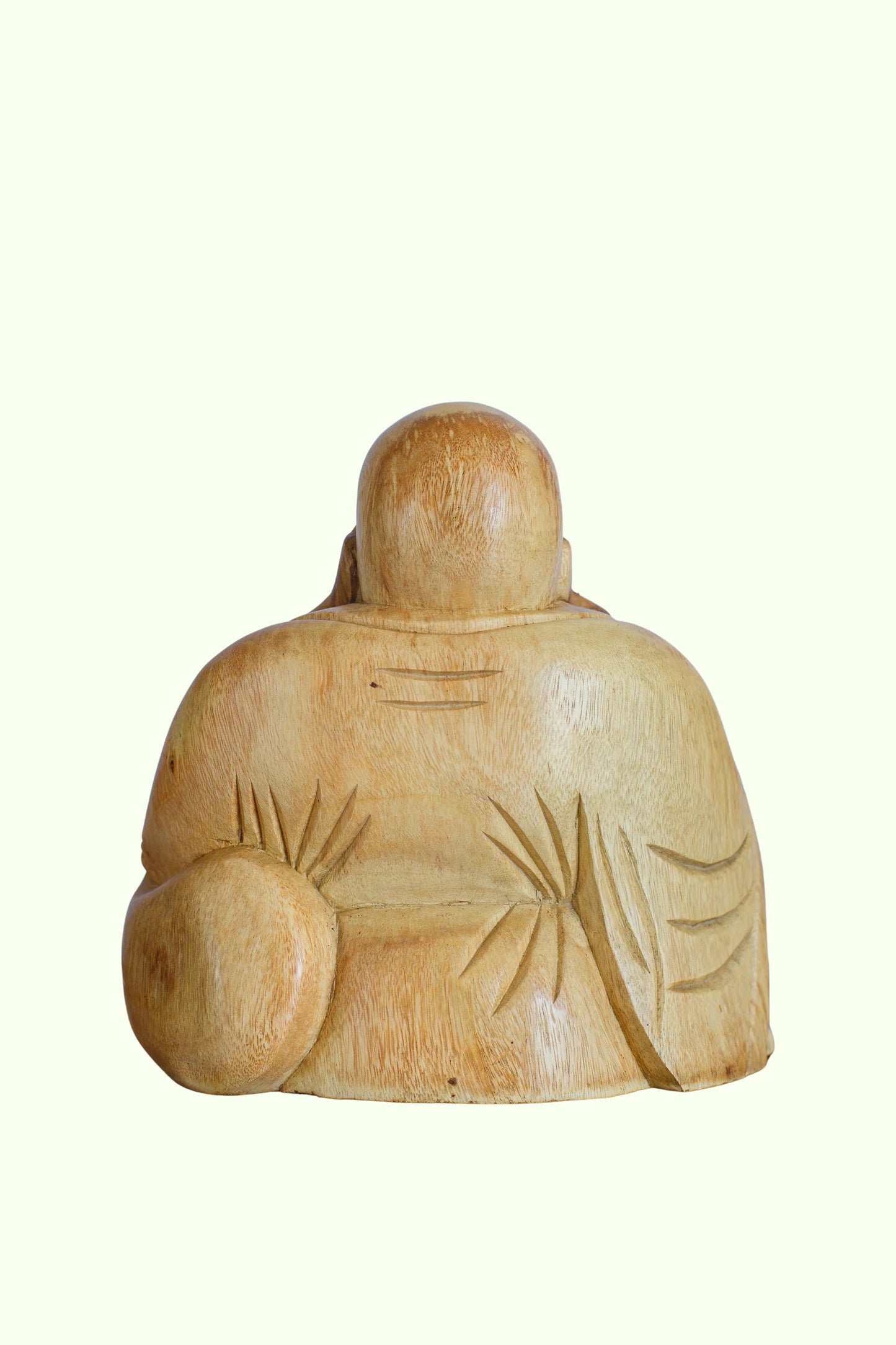 Hand-Carved Wooden Lucky Buddha Statue