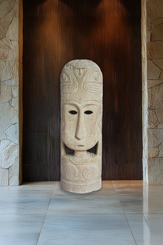 Tribal Warrior Mask - White - Large - Style 01