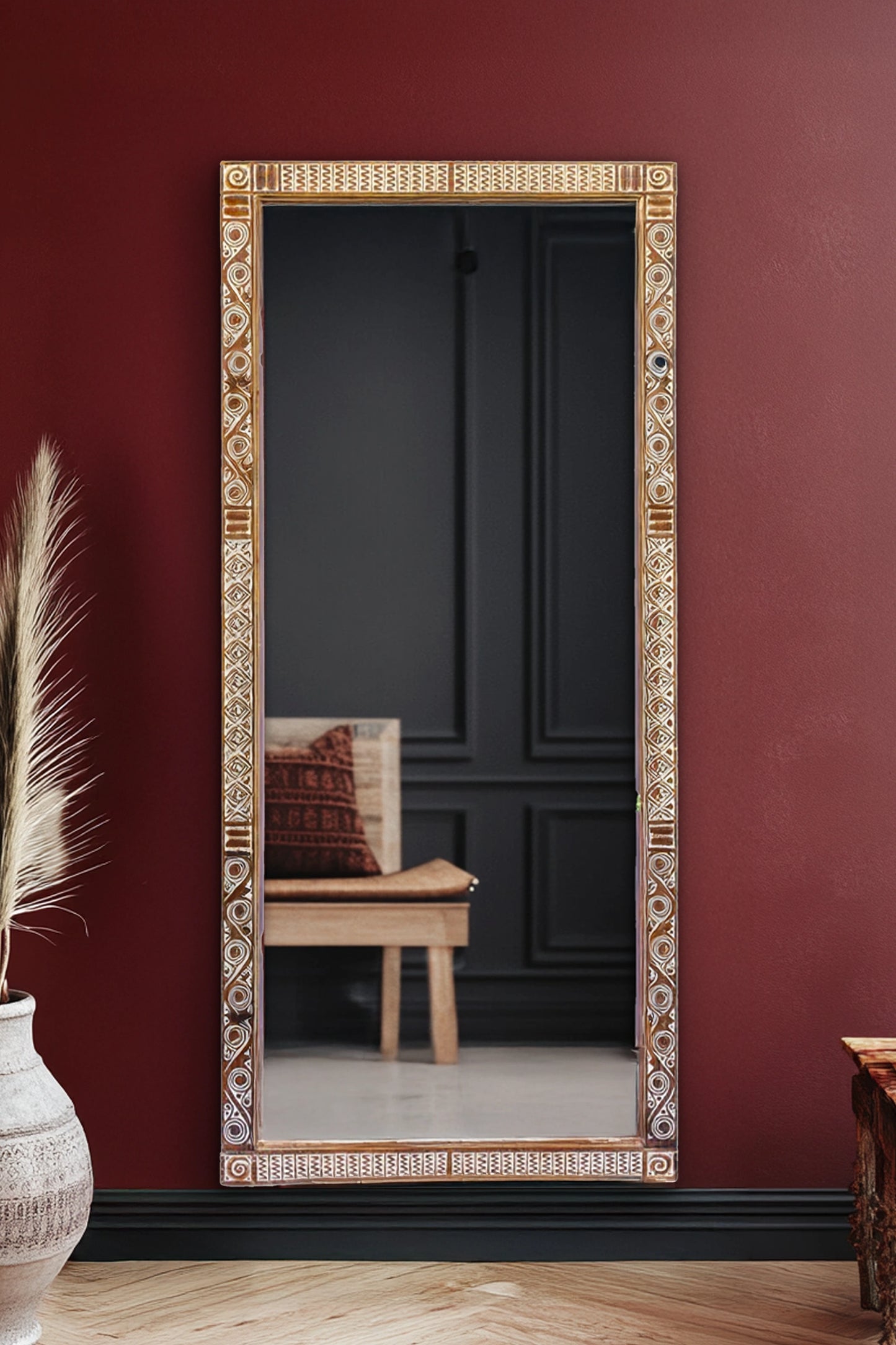 Tribal Hand Carved Wooden Mirror Frame Or Entrance Door Frame - Style 3