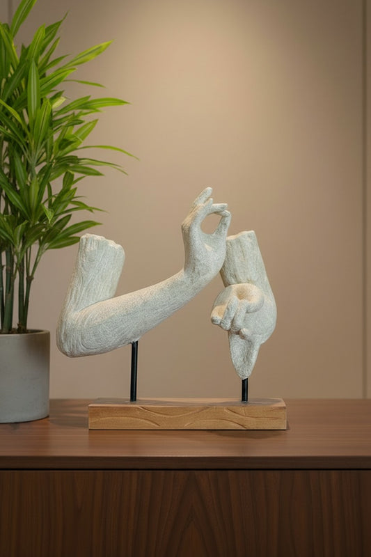 Meditating Buddha Hands on Wood