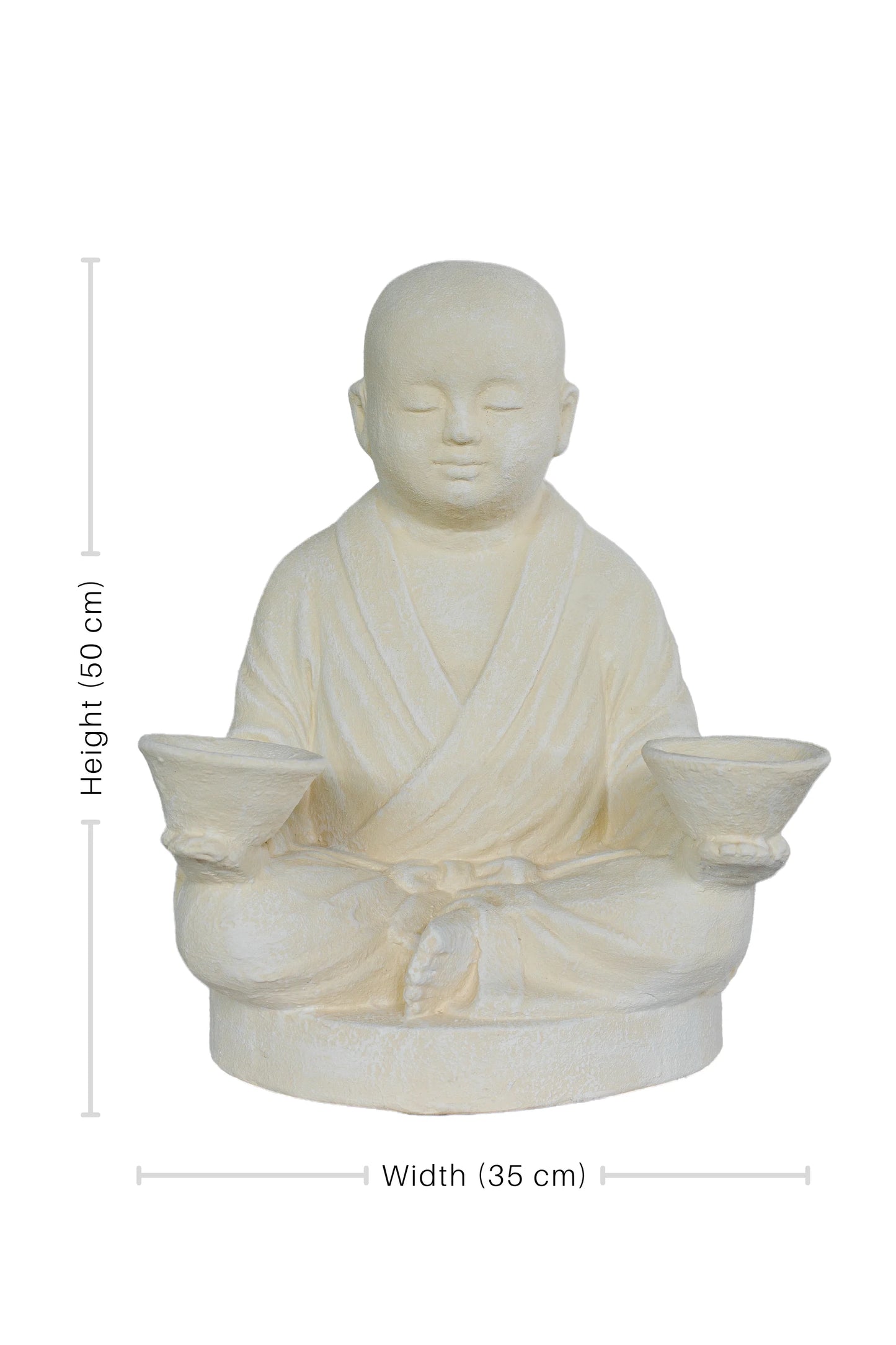 Baby Monk With Two Tea Light Bowls