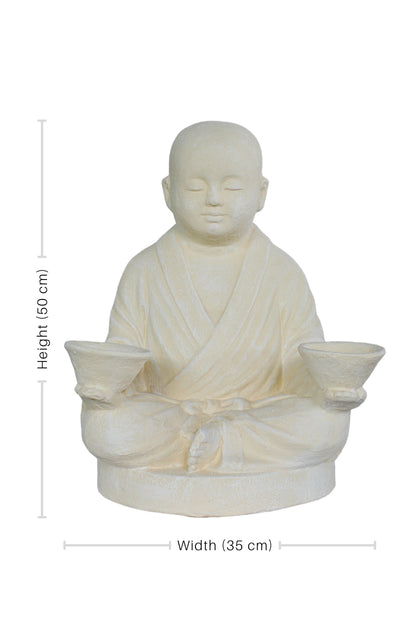 Baby Monk With Two Tea Light Bowls