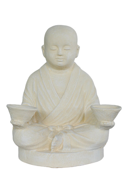 Baby Monk With Two Tea Light Bowls