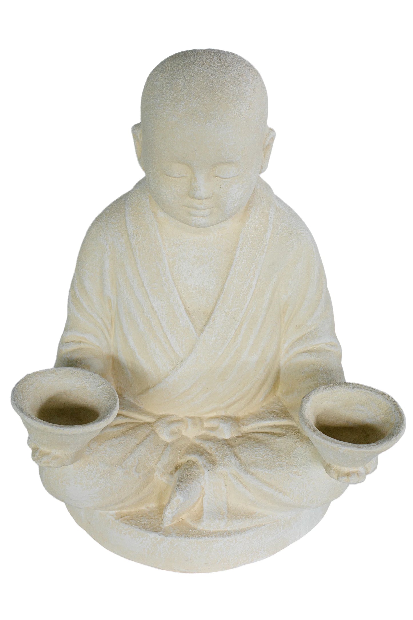 Baby Monk With Two Tea Light Bowls