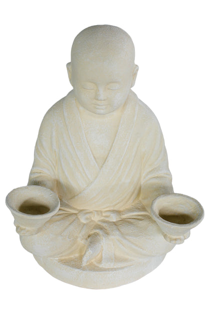 Baby Monk With Two Tea Light Bowls
