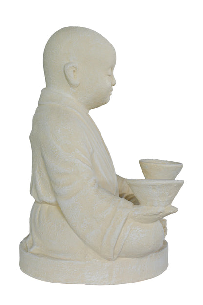 Baby Monk With Two Tea Light Bowls