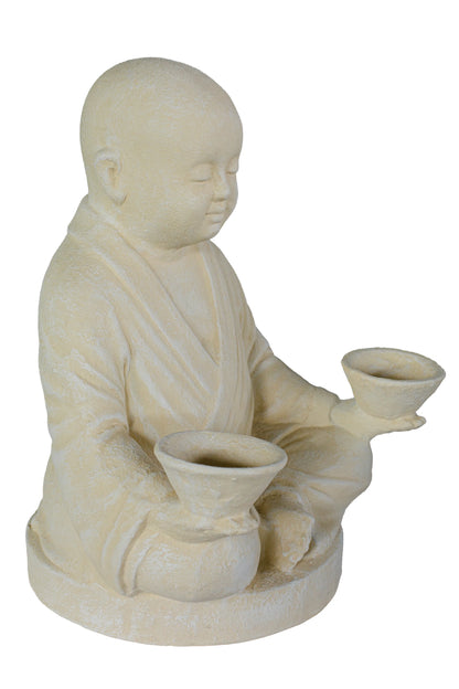 Baby Monk With Two Tea Light Bowls