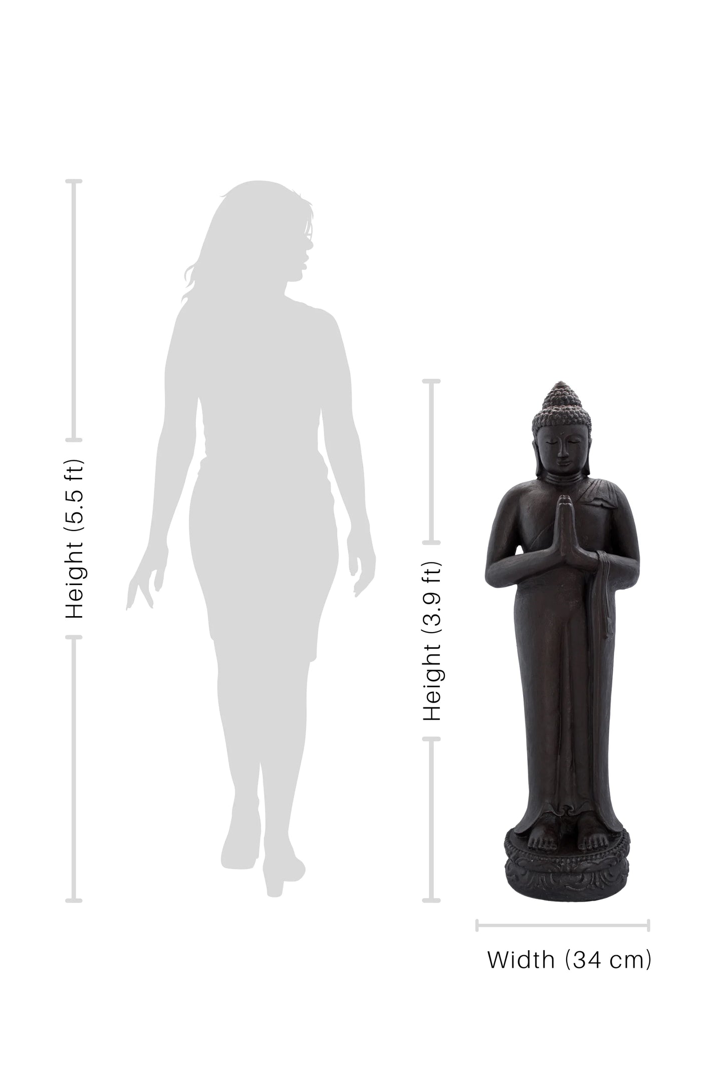 Standing Buddha Black Antique