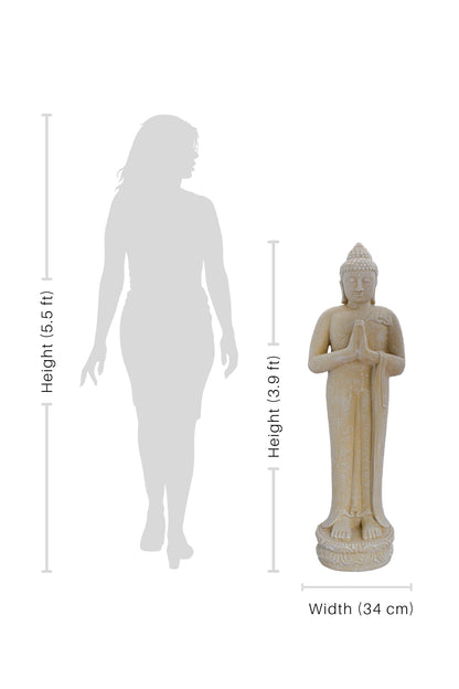 Standing Buddha White Antique