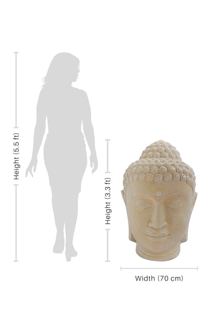 Buddha Head Statue - White Antique- Style 03