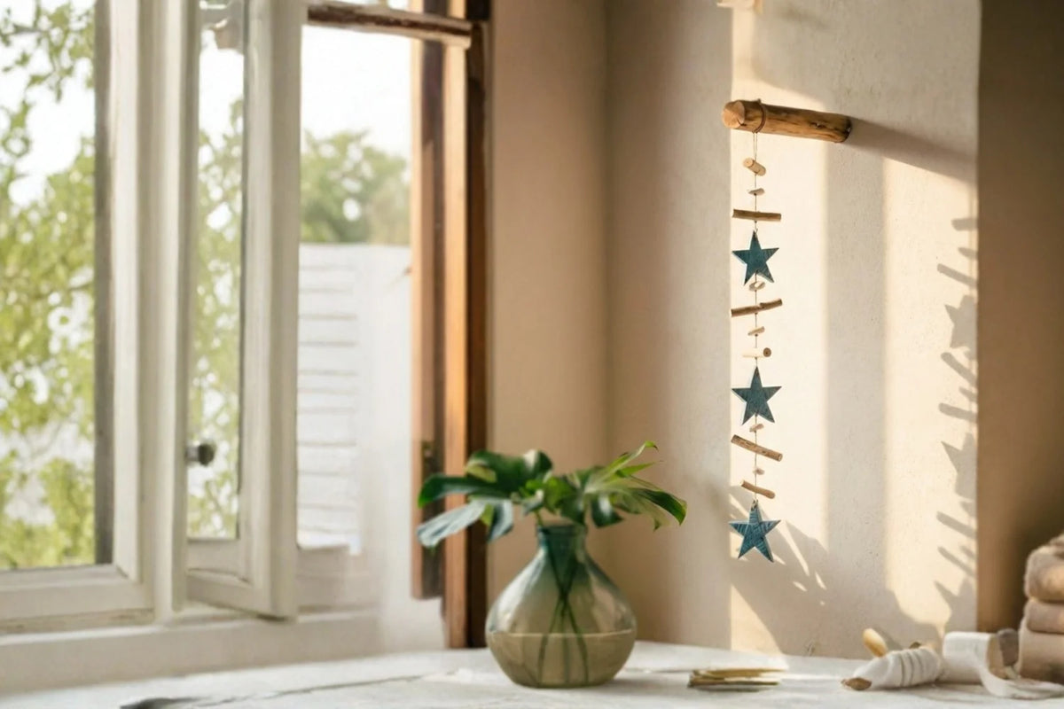 Nature's Serenity Hanging Stars Décor Aqua Blue