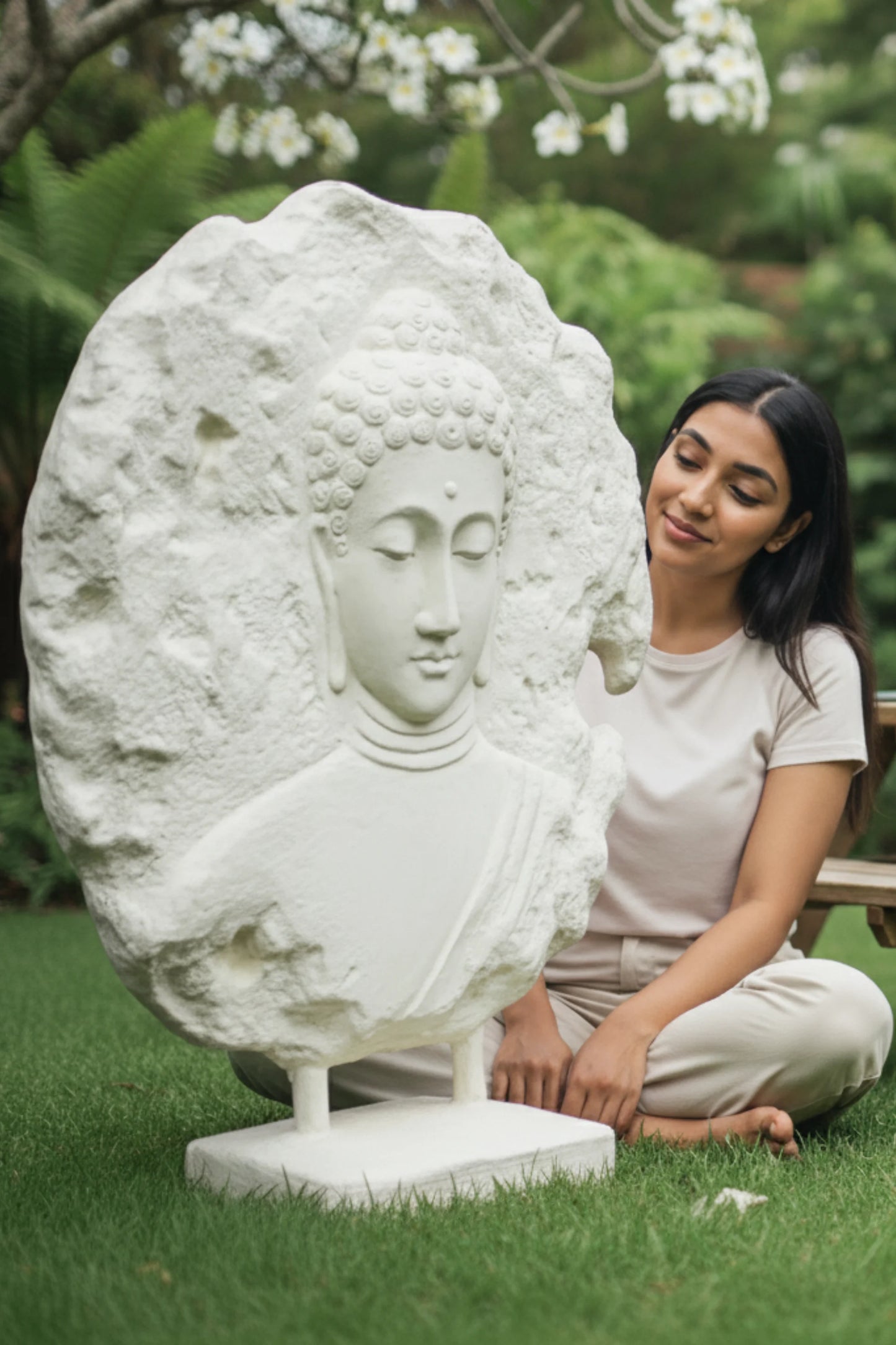 Buddha At Peace Sculpture With Base