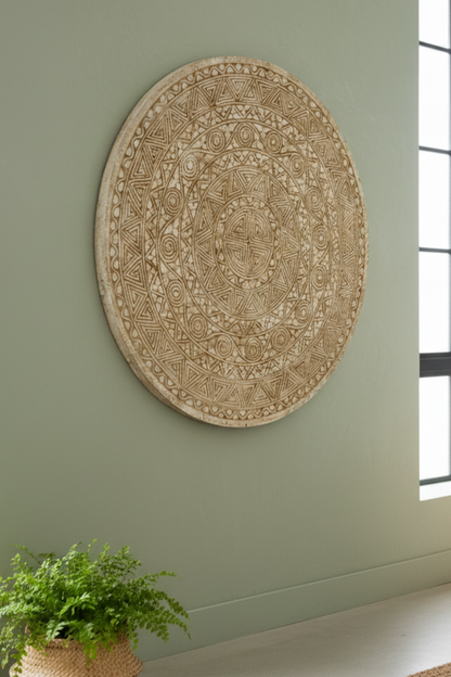 Timor Tribal Hand Carved Decorative Wall Panel - Round - Style 2