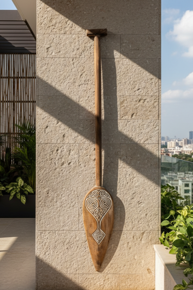 Timor Tribal Handcarved Wooden Oar - Style 9