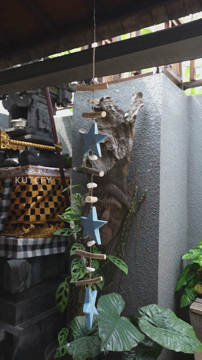 Nature's Serenity Hanging Stars Décor Aqua Blue