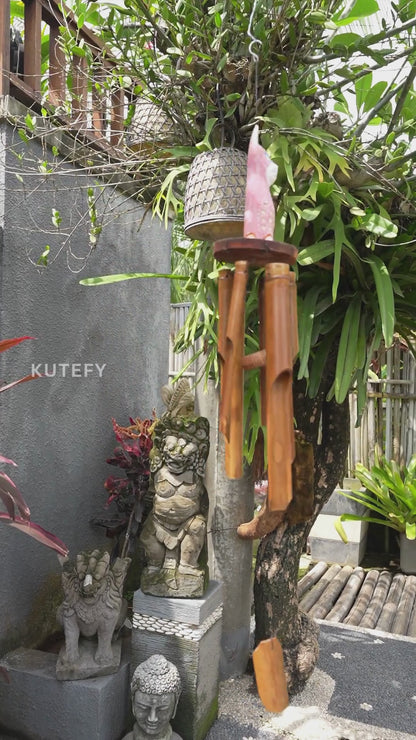 Happy Pussy bamboo wind chime