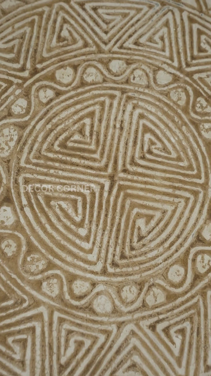 Timor Tribal Hand Carved Decorative Wall Panel - Round - Style 2