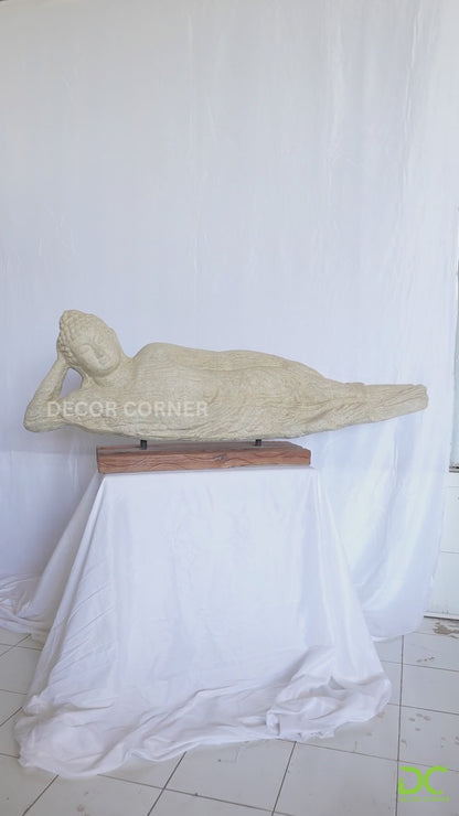 Resting Buddha on Wooden Stand
