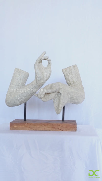Meditating Buddha Hands on Wood